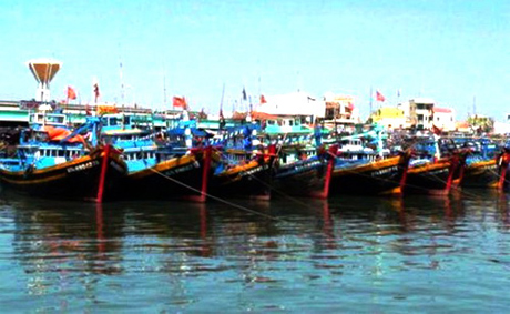 Tàu đánh bắt xa bờ đang neo đậu tại cảng cá. Ành: nguoilambaotiengiang.vn