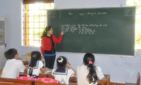 Một lớp học trên Thị trấn Trường Sa, huyện đảo Trường Sa, tỉnh Khánh Hòa. Ảnh: Phùng Long