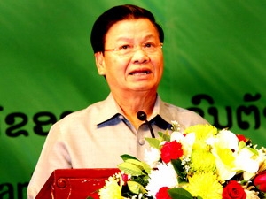 Phó Thủ tướng kiêm Bộ trưởng Ngoại giao Lào Thongloun Sisoulith phát biểu khai mạc Diễn đàn AEPF 9. Ảnh: TTXVN