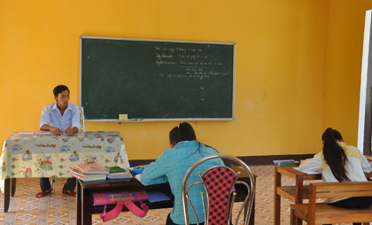 Một lớp học ở xã Song Tử Tây thuộc huyện đảo Trường Sa, tỉnh Khánh Hòa. Ảnh: Phùng Long