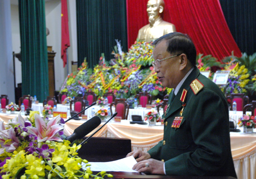 Thượng tướng Nguyễn Văn Được, Chủ tịch Hội Cựu chiến binh Việt Nam khóa V phát biểu bế mạc Đại hội - Ảnh: Phạm Cường