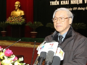 Tổng Bí thư Nguyễn Phú Trọng phát biểu tại hội nghị. Ảnh: TTXVN