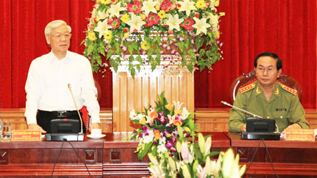 Tổng Bí thư Nguyễn Phú Trọng thăm và làm việc với Đảng ủy Công an Trung ương.