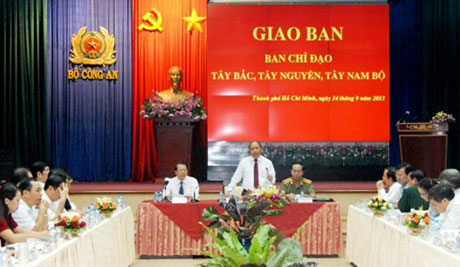 Phó Thủ tướng Nguyễn Xuân Phúc phát biểu tại cuộc giao ban 3 Ban Chỉ đạo Tây Bắc, Tây Nguyên, Tây Nam Bộ