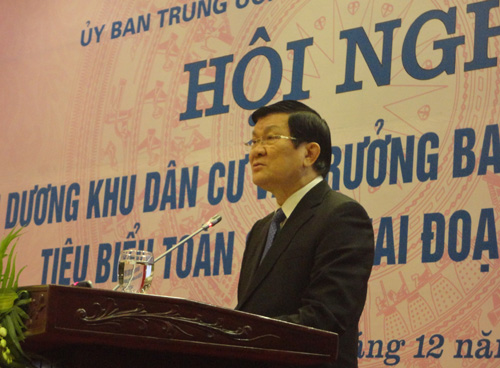 Chủ tịch nước Trương Tấn Sang phát biểu tại Hội nghị. (Ảnh: TH)