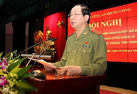 Bộ trưởng Trần Đại Quang phát biểu tại Hội nghị. Ảnh: Cổng TTĐT Bộ Công an