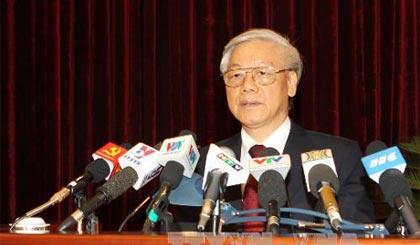 Tổng Bí thư Nguyễn Phú Trọng phát biểu bế mạc Hội nghị. Ảnh: Trí Dũng -TTXVN.