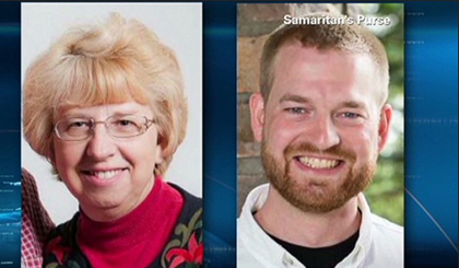 Hai bệnh nhân bị nhiễm Ebola Nancy Writrbol và Kent Brantly. Ảnh: KT