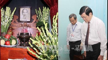 Chủ tịch nước Trương Tấn Sang đến dâng hương tưởng niệm Bác Hồ.