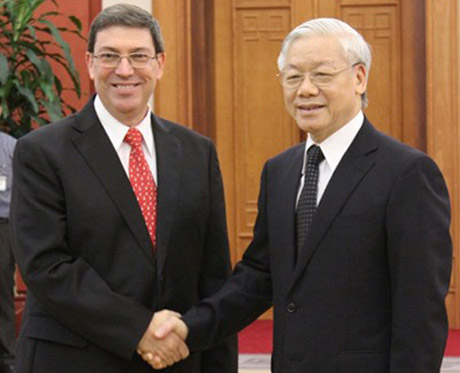 Tổng Bí thư Nguyễn Phú Trọng và Bộ trưởng Ngoại giao Cuba Bruno Rodriguez Parrilla.
