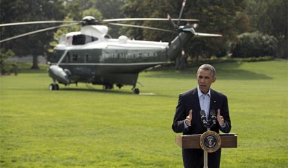 Tổng thống Mỹ Barack Obama phát biểu về tình hình Iraq hồi tháng trước. Ảnh: AP