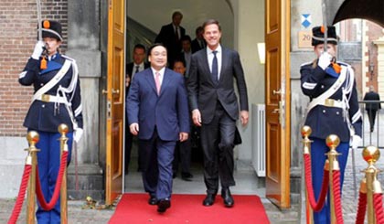 Thủ tướng Mark Rutte đón Phó Thủ tướng Hoàng Trung Hải và Đoàn công tác Chính phủ Việt Nam sang thăm và làm việc tại Hà Lan. Ảnh: VGP/Nguyên Linh