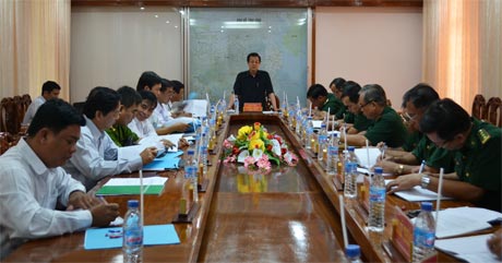 Phó Bí thư Tỉnh ủy Lê Hồng Quang phát biểu tại buổi làm việc