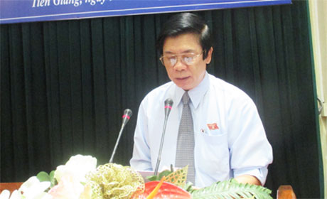 Ông Nguyễn Văn Danh, Chủ tịch HĐND tỉnh phát biểu bế mạc kỳ họp.