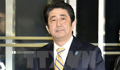 Thủ tướng Shinzo Abe tại trụ sở Đảng Dân chủ Tự do (LDP) ở Tokyo. Ảnh: Kyodo/TTXVN