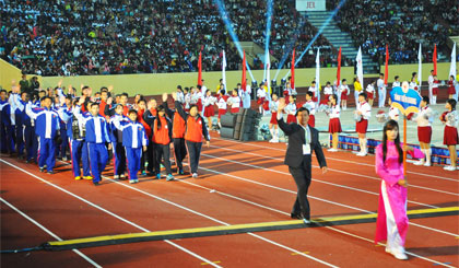 Đoàn Thể thao Tiền Giang diễu hành tại Đại hội TDTT toàn quốc lần thứ VII.