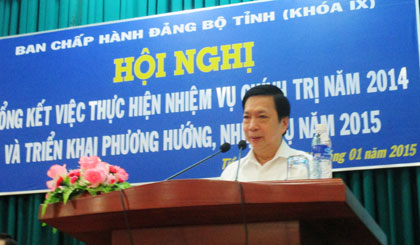 Bí thư Tỉnh ủy Trần Thế Ngọc phát biểu tại hội nghị.
