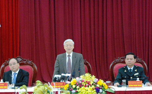 Tổng Bí thư Nguyễn Phú Trọng phát biểu chỉ đạo tại buổi làm việc. (Ảnh: TH).