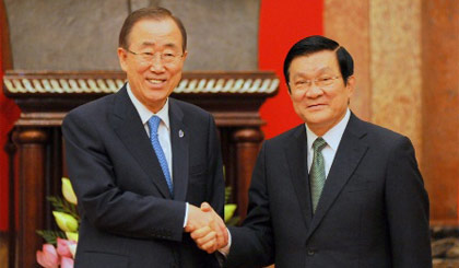 Chủ tịch nước Trương Tấn Sang và Tổng Thư ký Liên Hợp Quốc Ban Ki-moon.