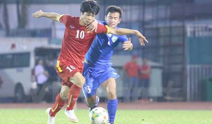 Công Phượng và đồng đội có thể tái ngộ U23 Uzbekistan ở vòng chung kết giải U23 châu Á 2016. (Ảnh: Minh Chiến/Vietnam+)