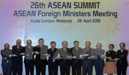 Hội nghị Bộ trưởng Ngoại giao ASEAN (AMM) lần thứ 26 khai mạc tại Trung tâm Hội nghị Kuala Lumpur ở Malaysia ngày 26-4. Nguồn: AFP/TTXVN