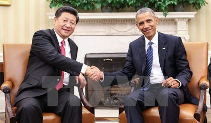 Tổng thống Mỹ Barack Obama hội đàm với Chủ tịch Trung Quốc Tập Cận Bình tại Nhà Trắng. Nguồn: THX/TTXVN
