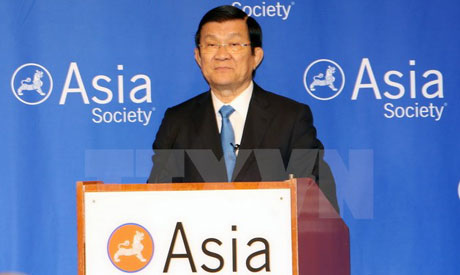 Chủ tịch nước Trương Tấn Sang dự và phát biểu tại Đối thoại chính sách tại Hội châu Á (AS). Ảnh: Nguyễn Khang/TTXVN