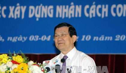 Chủ tịch nước Trương Tấn Sang phát biểu tại Hội thảo. Ảnh: TTXVN