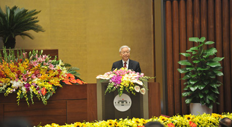 Tổng Bí thư Nguyễn Phú Trọng phát biểu tại buổi lễ. Ảnh: Đại biểu Nhân dân