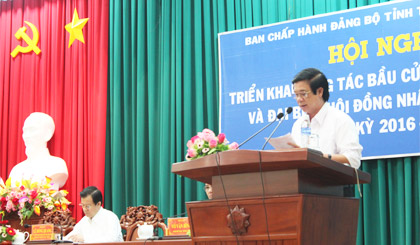 Ông Nguyễn Văn Danh, Ủy viên Ban Chấp hành Trung ương Đảng, Bí thư Tỉnh ủy phát biểu chỉ đạo tại hội nghị.