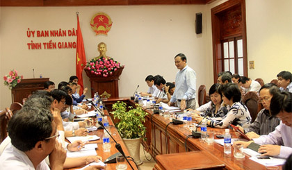 Đoàn công tác của Bộ GTVT do Thứ trưởng Nguyễn Nhật làm trưởng đoàn làm việc với UBND tỉnh Tiền Giang.