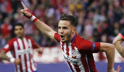 Saul Niguez mang chiến thắng về cho Atletico Madrid. Nguồn: Reuters