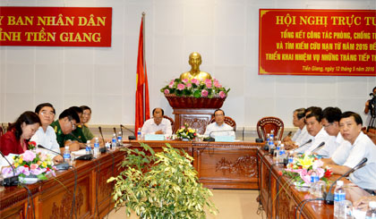 Ông Phạm Anh Tuấn, Phó Chủ tịch UBND tỉnh, chủ trì tại điểm cầu Tiền Giang.