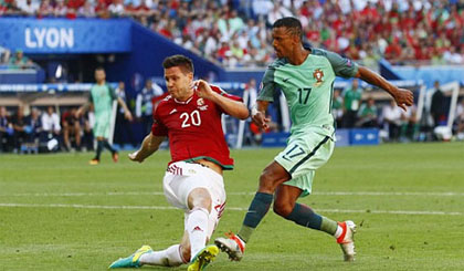 Nani ghi bàn gỡ hòa 1-1 cho Bồ Đào Nha.