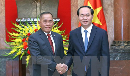 Chủ tịch nước Trần Đại Quang tiếp Bộ trưởng Bộ Quốc phòng Cộng hòa Indonesia Ryamizard Ryacudu đang thăm chính thức Việt Nam. Ảnh: Nhan Sáng/TTXVN