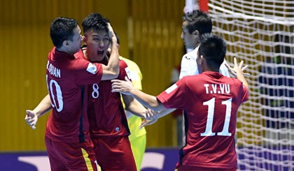 Đội tuyển Futsal Việt Nam giành chiến thắng lịch sử. (Nguồn: Futsal Vietnam)