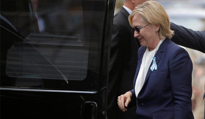 Ứng cử viên Tổng thống Mỹ, Hillary Clinton mắc bệnh viêm phổi. Nguồn: Reuters