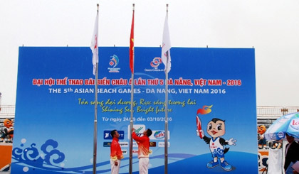 Lễ Thượng cờ Đại hội Thể thao châu Á lần thứ 5 - ABG5, chiều 22-9, tại Công viên biển Đông, Đà Nẵng.