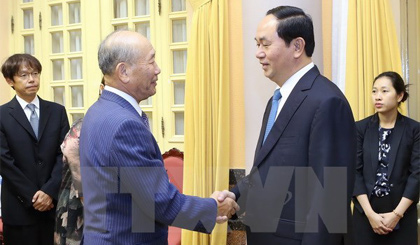 Chủ tịch nước Trần Đại Quang tiếp ông Yoshihiko Nakagaki. Ảnh: Nhan Sáng/TTXVN