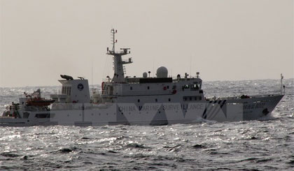 Tàu CCG số hiệu 31239 của Trung Quốc tại vùng biển gần đảo tranh chấp Điếu Ngư/Senkaku trên biển Hoa Đông. Nguồn: AFP/TTXVN