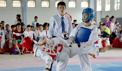Vận động viên Taekwondo của huyện Cái Bè tham gia giải đấu của tỉnh.