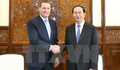 Chủ tịch nước Trần Đại Quang tiếp ông Martin Klepetko, Đại sứ Đặc mệnh toàn quyền Cộng hòa Séc tại Việt Nam đến chào từ biệt, kết thúc nhiệm kỳ công tác tại Việt Nam. Ảnh: Nhan Sáng/TTXVN