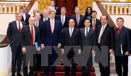 Thủ tướng Nguyễn Xuân Phúc tiếp Bộ trưởng Ngoại giao Hoa Kỳ John Kerry sang thăm và làm việc tại Việt Nam. Ảnh: Thống Nhất/TTXVN