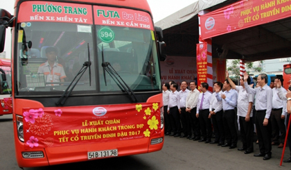 The buses contracted to send workers home for family reunions during the Tet holiday.
