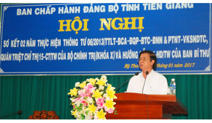 Ông Nguyễn Văn Danh, Ủy viên BCH Trung ương Đảng, Bí thư Tỉnh ủy phát biểu kết luận hội nghị.