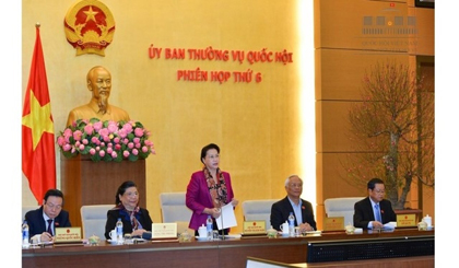 NA Chairwoman Nguyen Thi Kim Ngan speaks during a session of the 14th NA Standing Committee. (Credit: quochoi.vn)