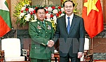 Chủ tịch nước Trần Đại Quang tiếp Thống tướng Myanmar Min Aung Hlaing