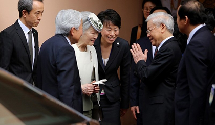 Party General Secretary Nguyen Phu Trong and the Japanese imperial couple
