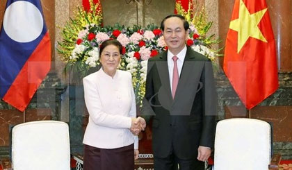 President Tran Dai Quang and Lao National Assembly Chairwoman Pany Yathotou