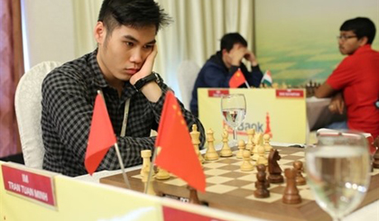 IM Trần Tuấn Minh is one of two leaders at the HDBank Cup International Open Chess after three rounds in HCM City. — VNS Photo